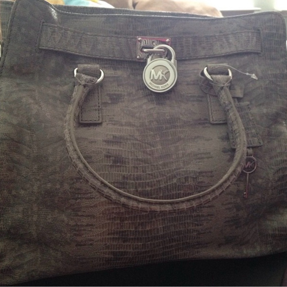 Michael Kors Silver Crocodile-Embossed Satchel - Picture 2 of 10